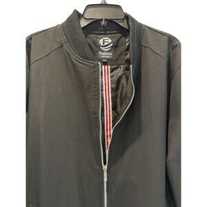 Men’s XL Zip Up Fashion Bomber Jacket Solid Black Lined Pockets Stand Collar